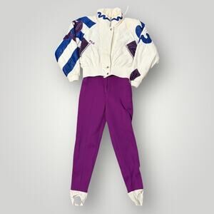 Vintage Fila Ski Team Italia Alberto Tomba Snow Suit Jacket Pants Size 8 Retro